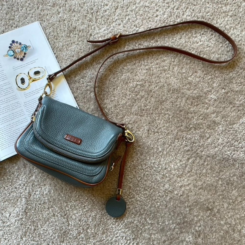 Genuine Leather Blue Small Cross-Body Bag